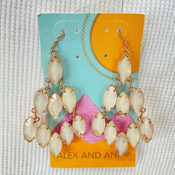 Alex and Ani Rose Gold White Chandelier Drop Earrings NWT - Picture 4 of 6